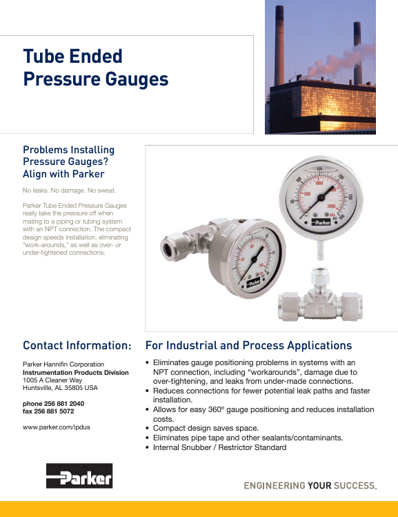 Parker Pressure Gauges Catalog Cover